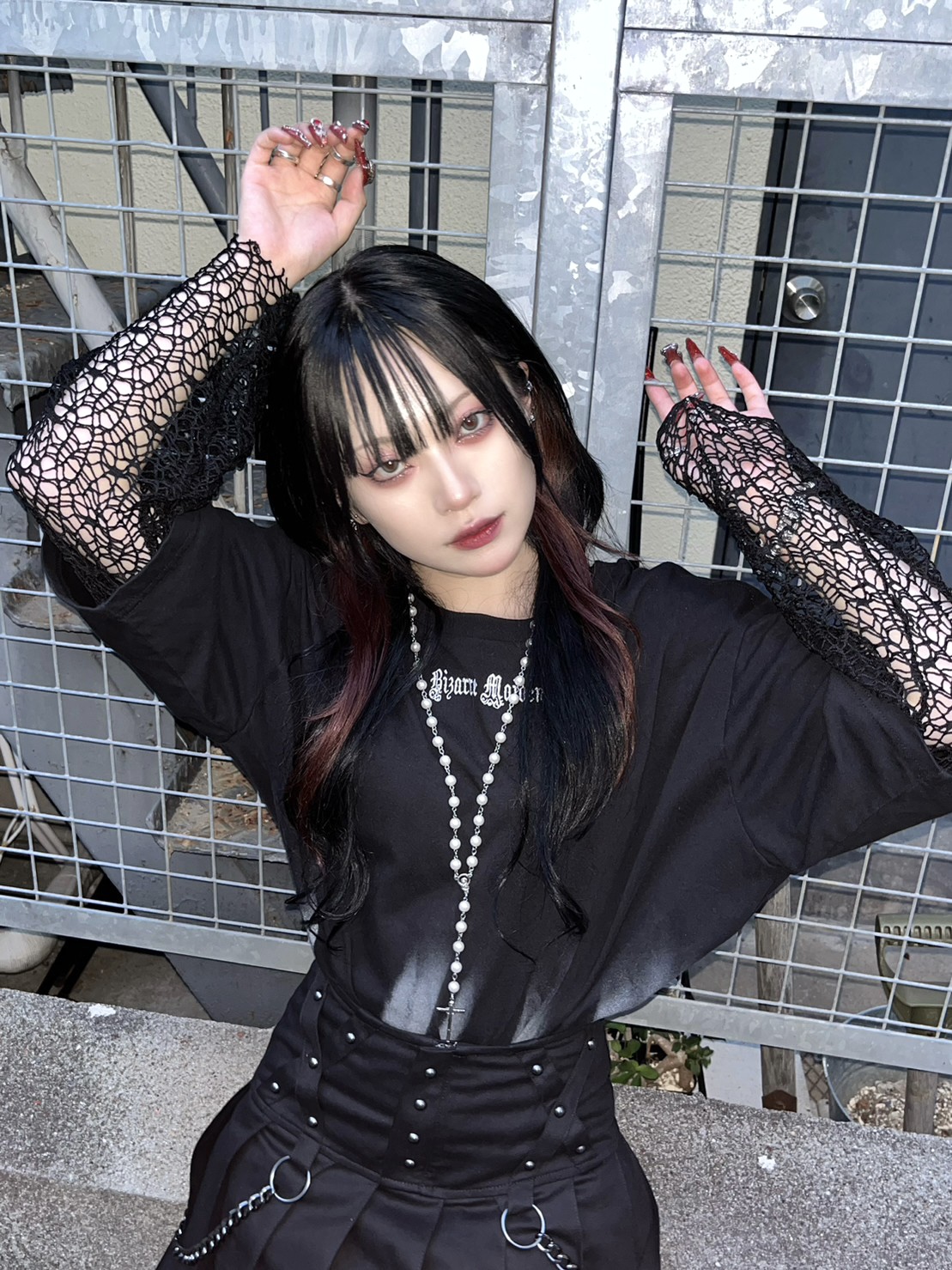 Bizarre Maiden】mesh faux layered tee | OUR BRAND,Bizarre Maiden