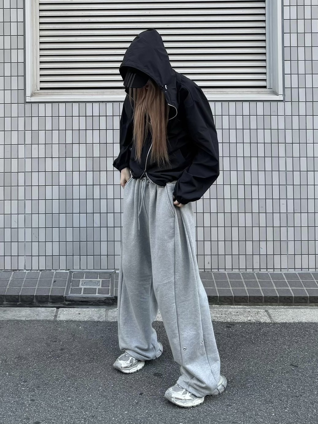 受注制【Chikashitsu +】unisex cropped hooded blouson (3color
