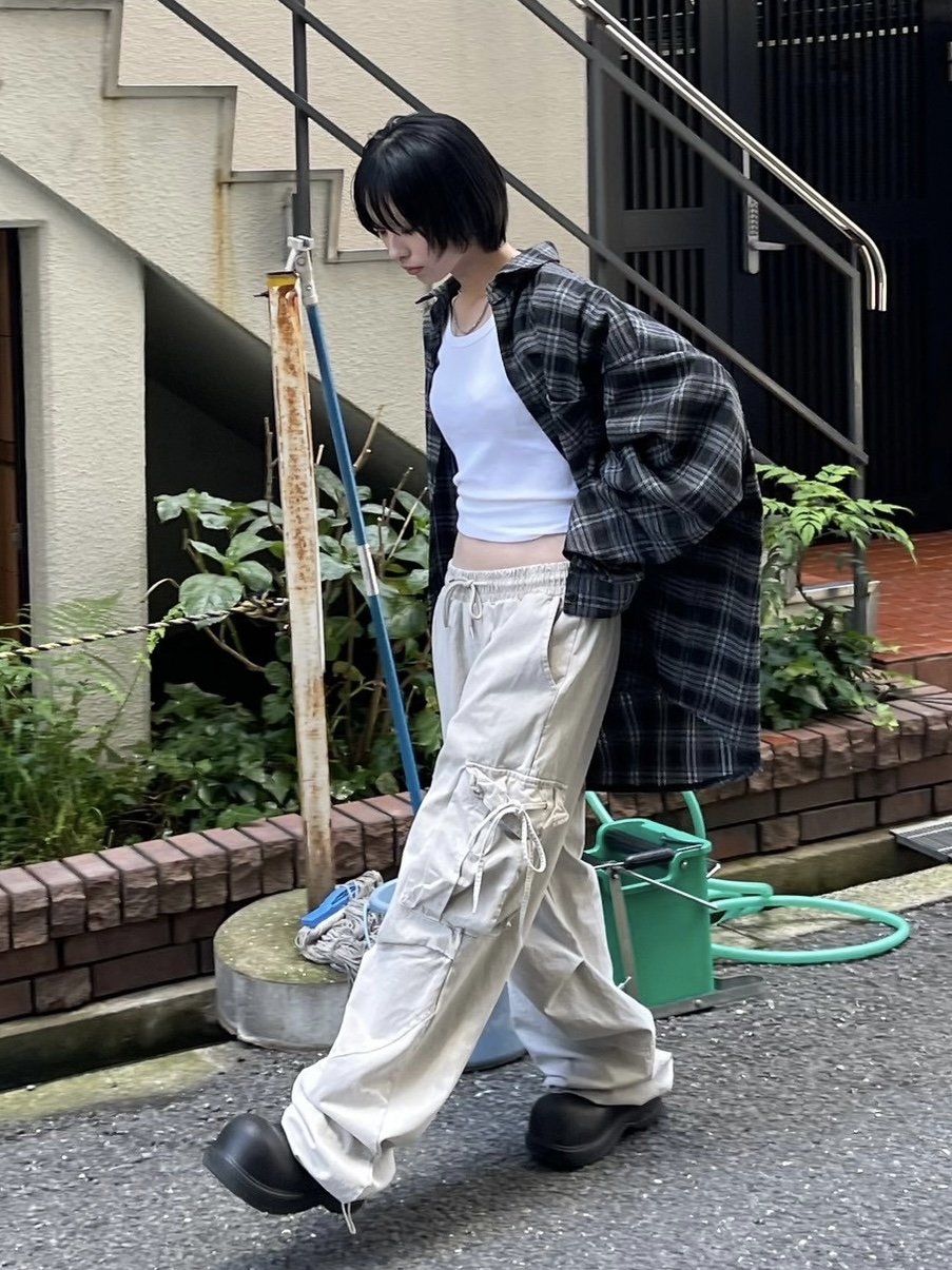 受注制【Chikashitsu +】pigment wash side rope cargo pants (2color) | OUR BRAND, Chikashitsu + SELECT,TOPS | PRESSING WEB SHOP