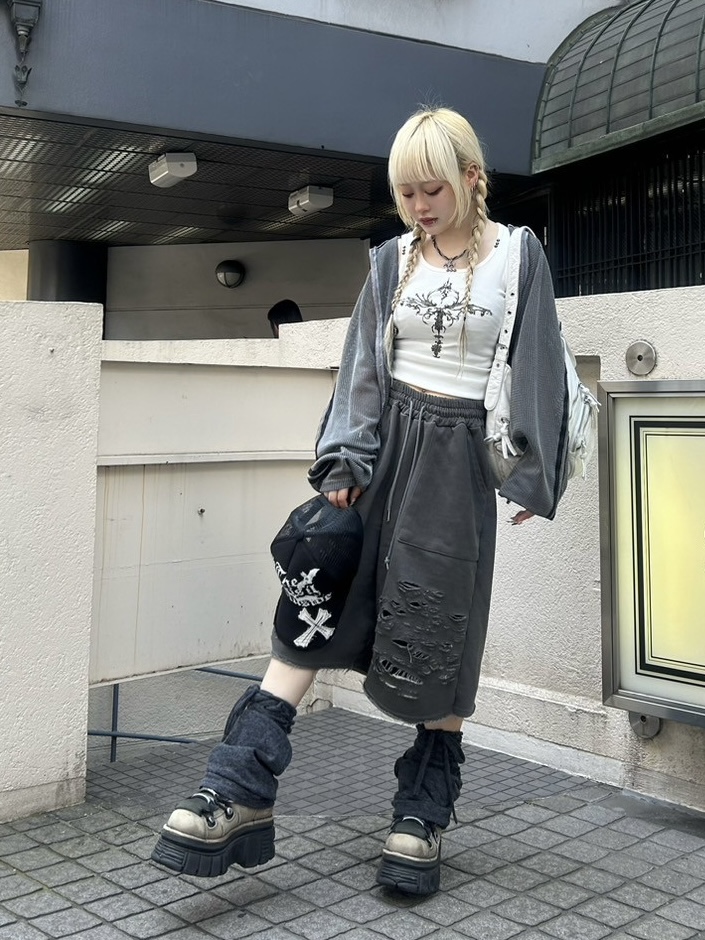 XU DOG】damage sweat half pants | OUR BRAND,XU DOG,BOTTOMS