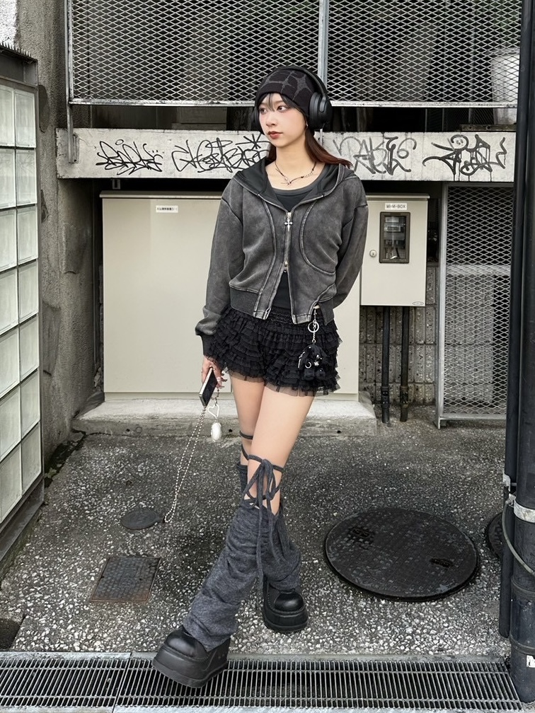 Never mind the XU】crop zip up hoodie / 【ネバーマインド ザ
