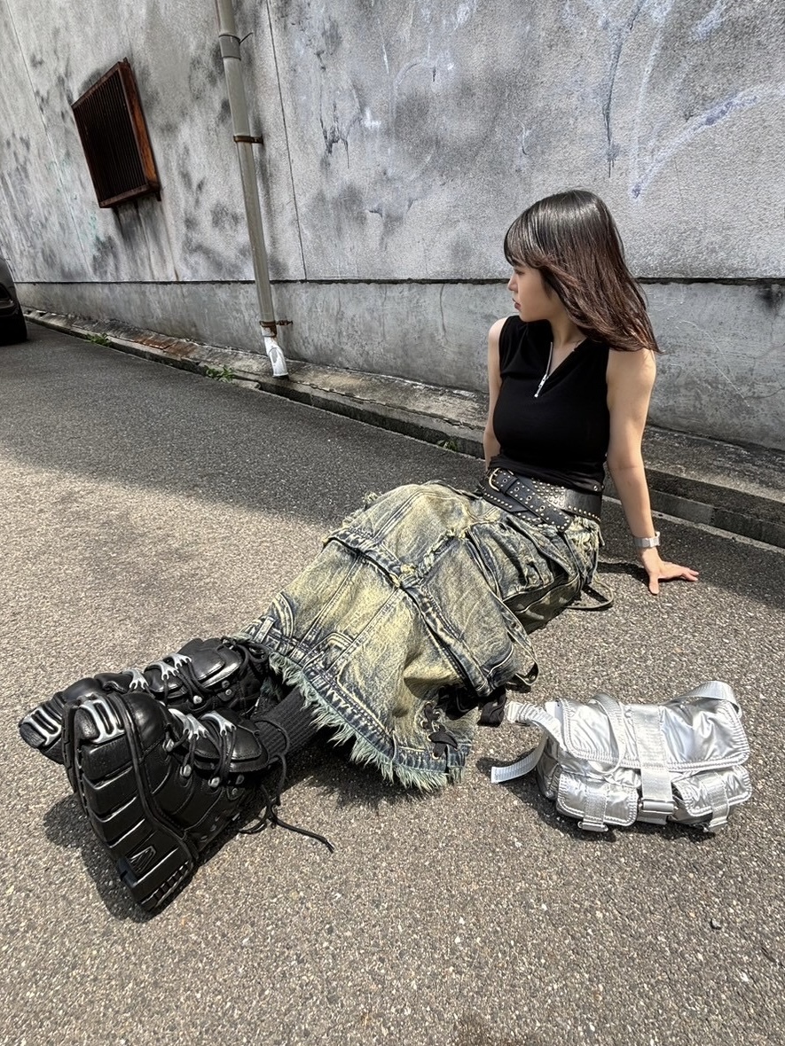 PERSONSOUL】Three-Stage Maxi Denim Skirt | OUR BRAND PERSONSOUL】Three-Stage Maxi Denim Skirt | OUR BRAND
