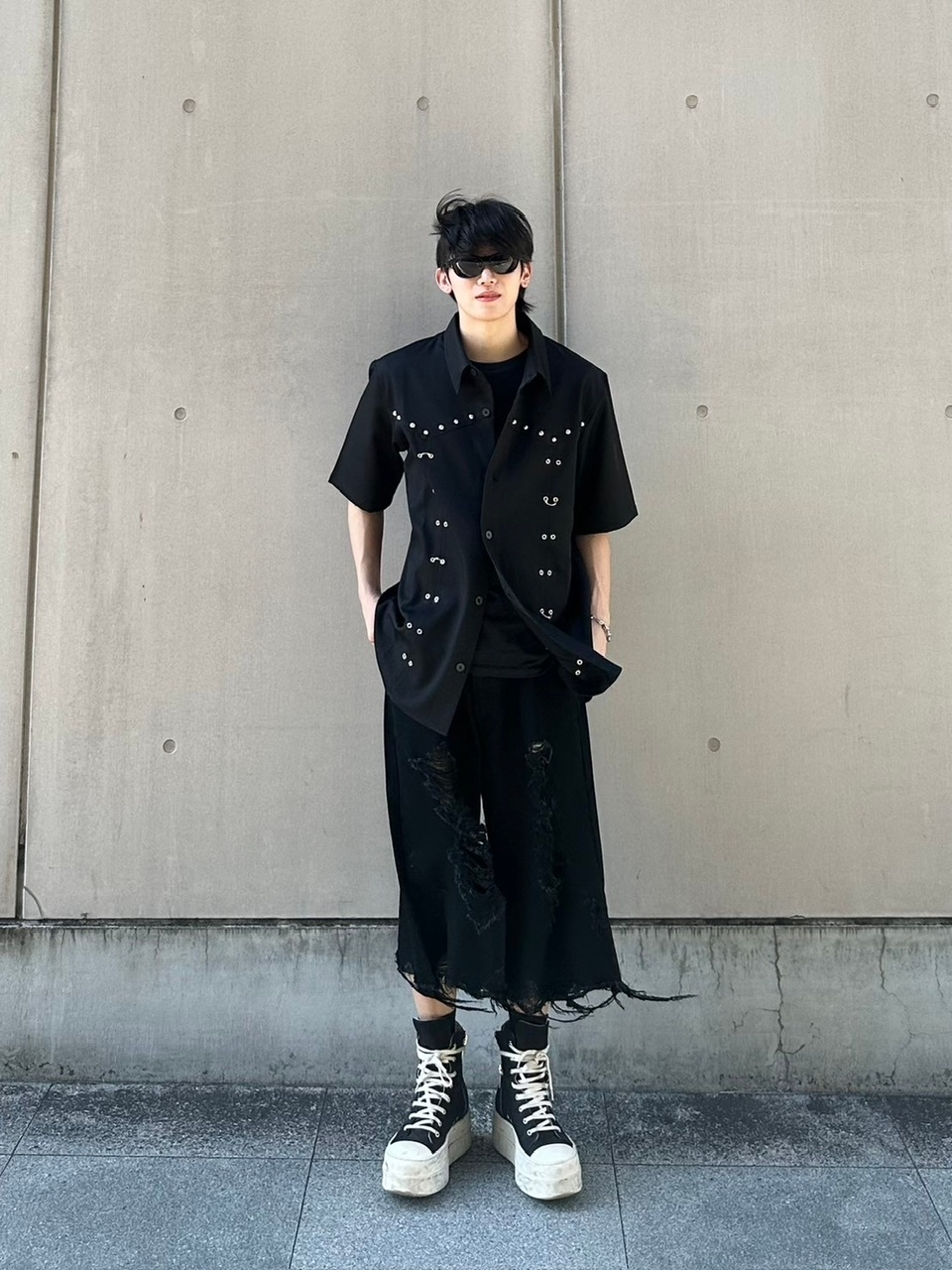 ●ESC STUDIO● stud short sleeves shirt (black) ESC STUDIO】stud short sleeves shirt | OUR BRAND,ESC STUDIO