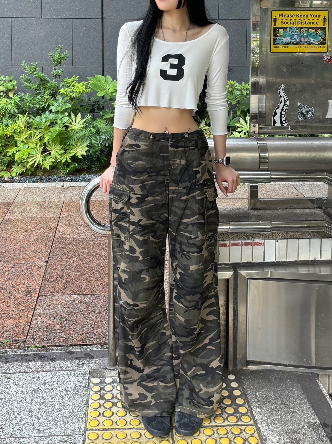 カーゴパンツ XP186 Camo Strap Wide Cotton Pants BLACK 受注制【oaks】camo cargo wide pants | OUR BRAND,OaKS,PANTS