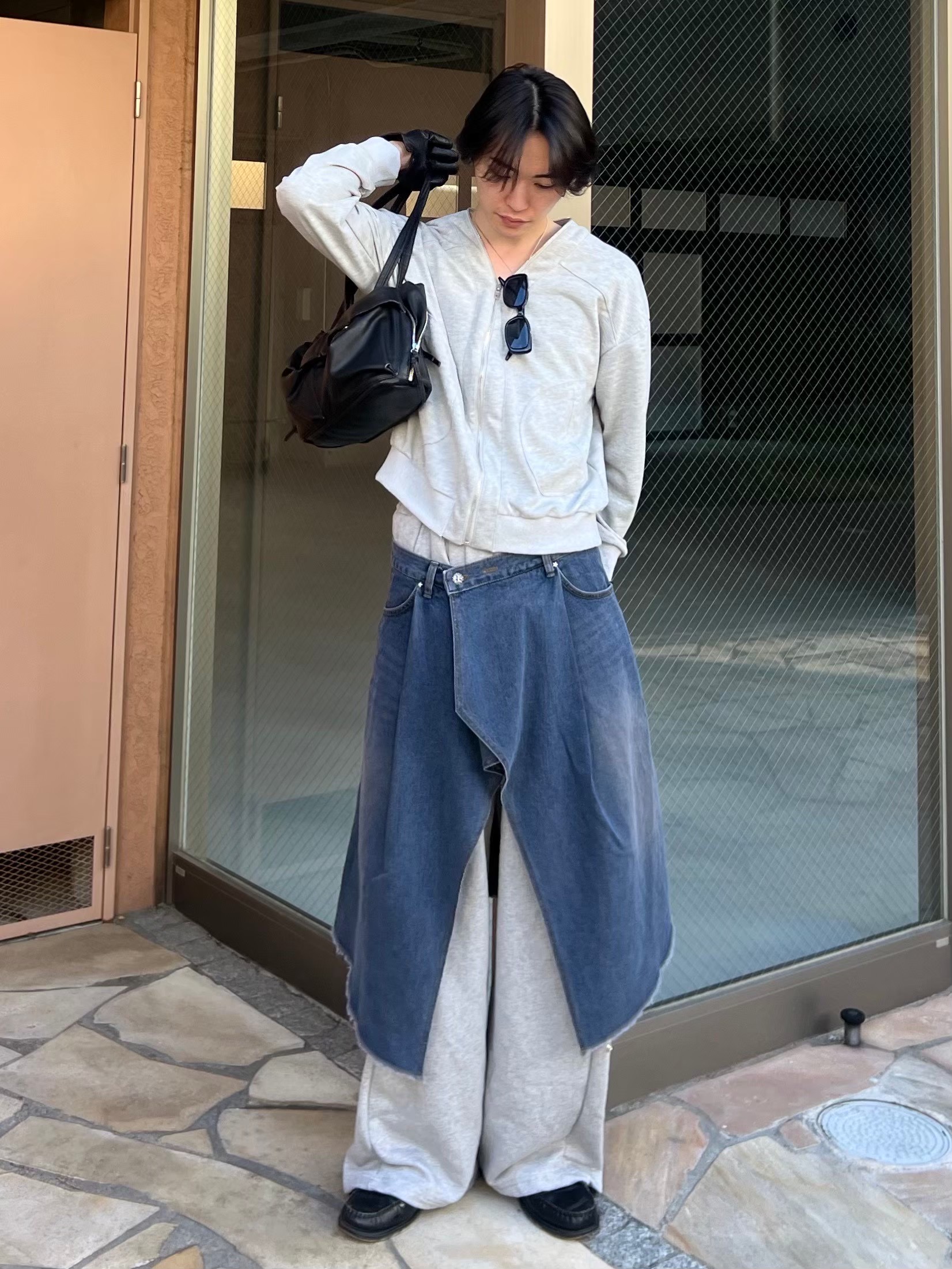 受注制【Chikashitsu +】snap button buggy sweat pants (3color