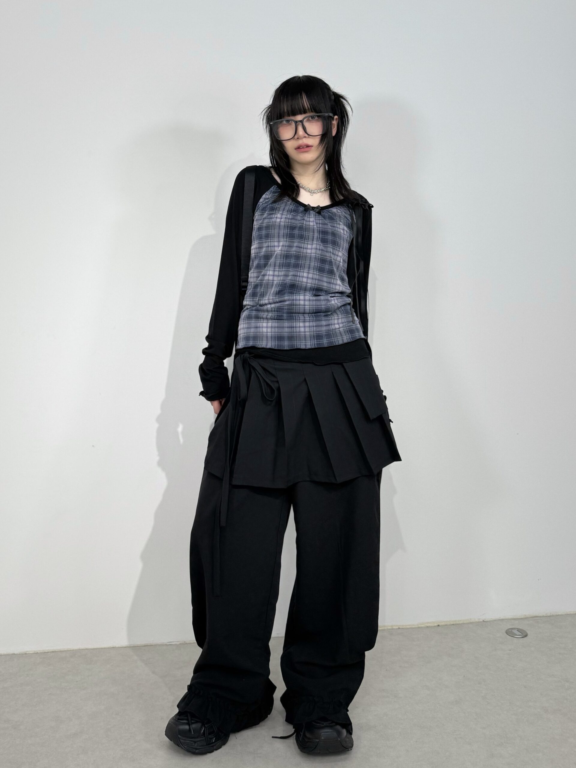 Nerd out XU】pleats layered skirt pants set (2color) | OUR