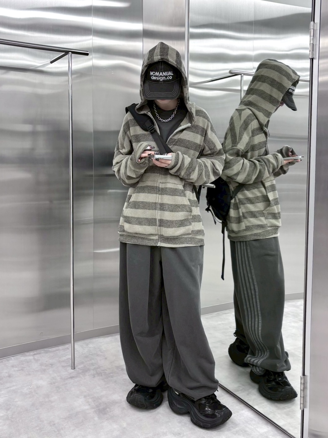 受注制【nmtc +】set up side line pigment sweat pants (2color