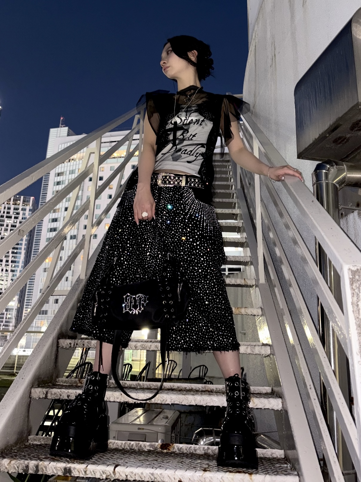 SETUP‐EXE】CROSS STUDDED SLEEVELESS / 【セットアップエグゼ