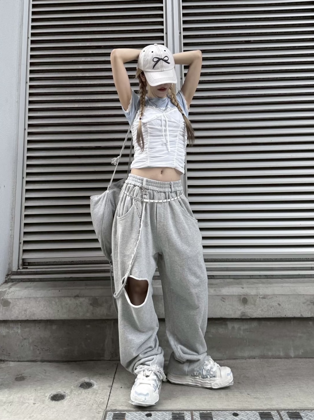 パンツ S ribbon smocking sweat pants THEREDTHREAD / ザレッドスレッド】S ribbon smocking sweat pants