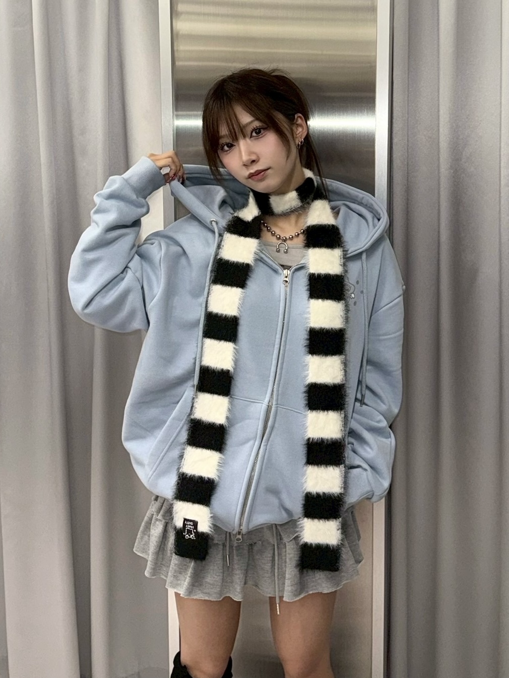 タグ付き新品未使用★ ダブルフェイス ジップアップフーディー FANCY X DUSTY】DEVIL & ANGEL PRINTED HOODED ZIP-UP