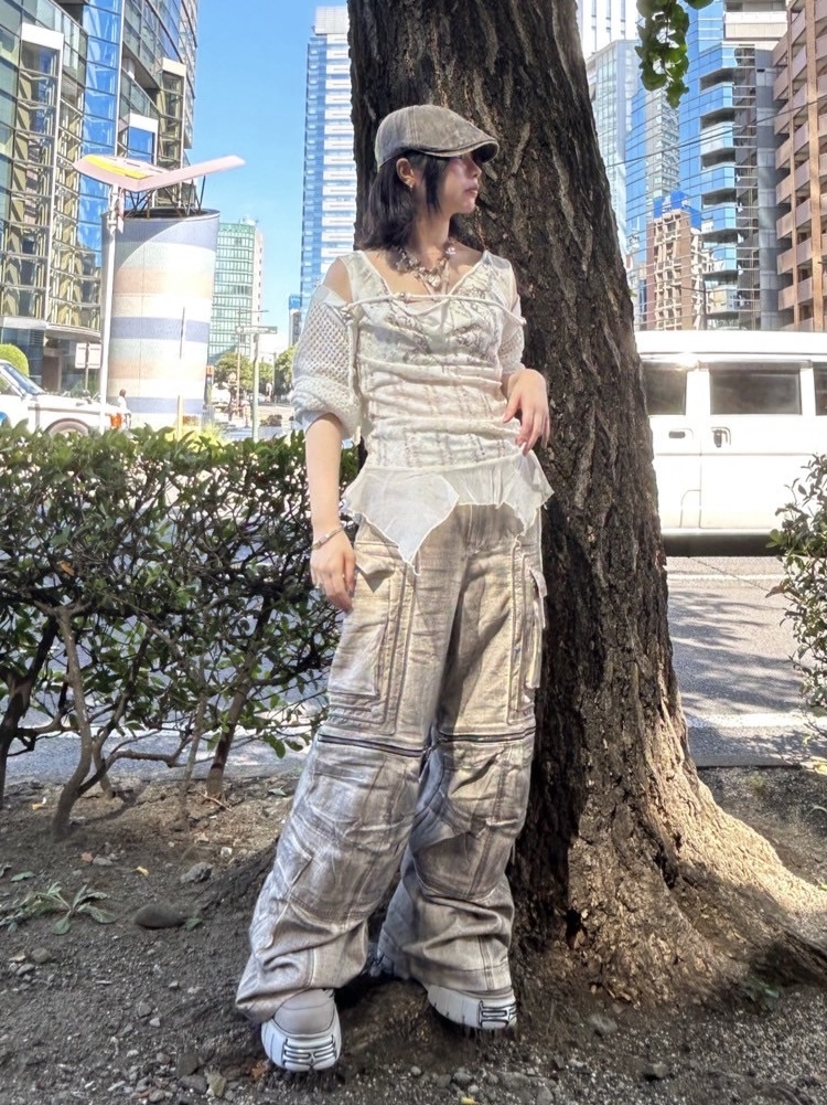 DND4DES】DISTRESSED DRAWSTRING ADJUSTABLE ZIPPER CARGO PANTS | OUR